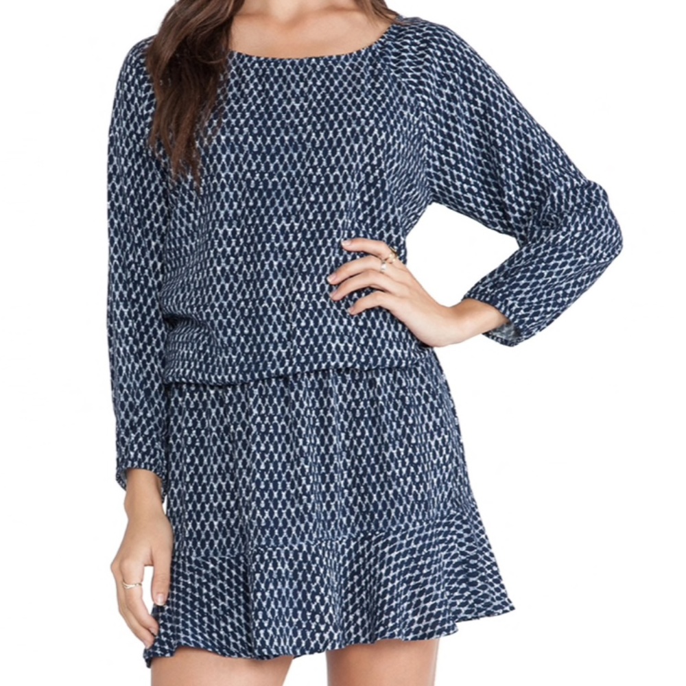 Soft Joie Blue Patterned Drop Waist Dress